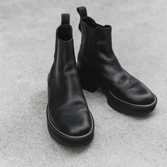 Zara Wide Heeled Ankle Boots Lug Soles Black - Picture 1 of 13